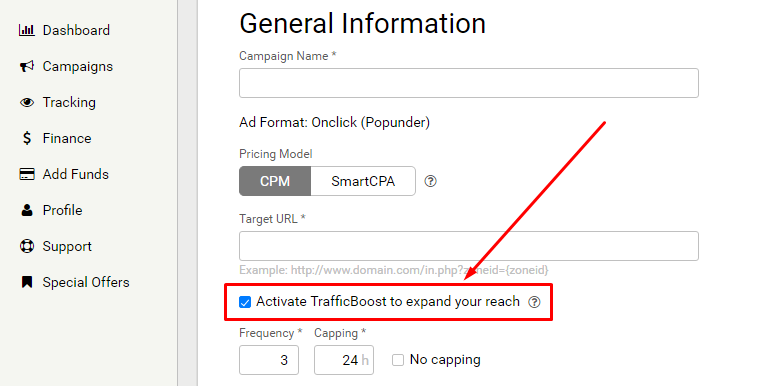 Enable Traffic Boost